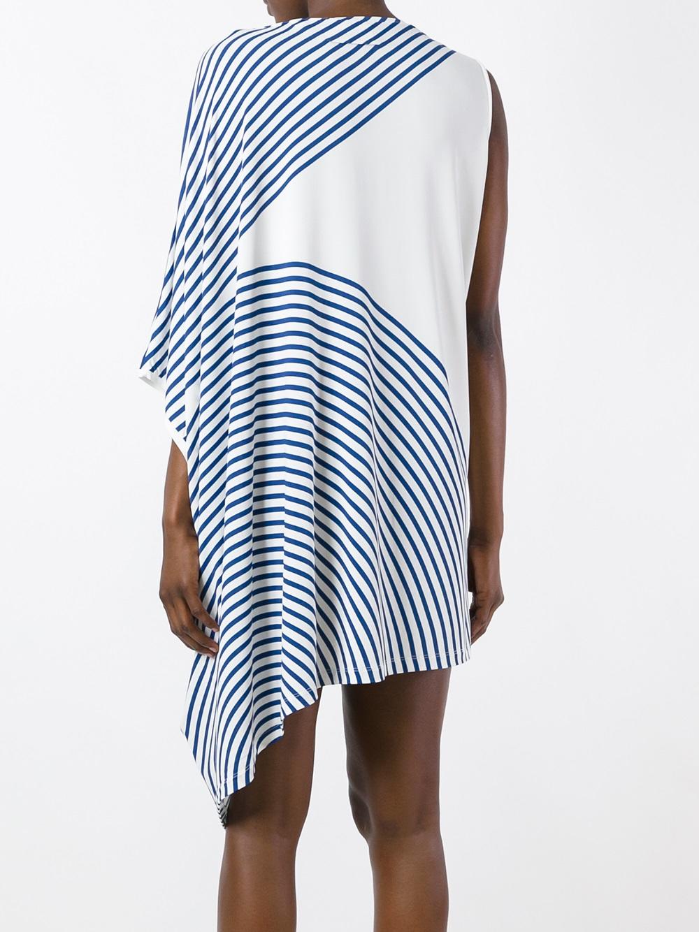 striped one shoulder dress