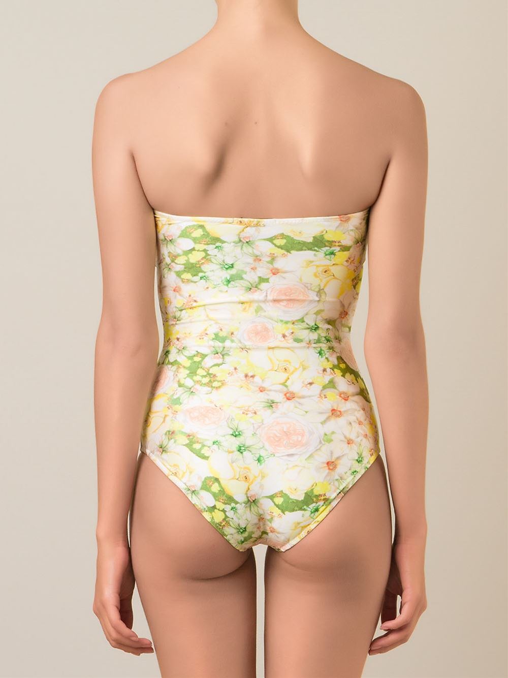 floral print strapless swimsuit