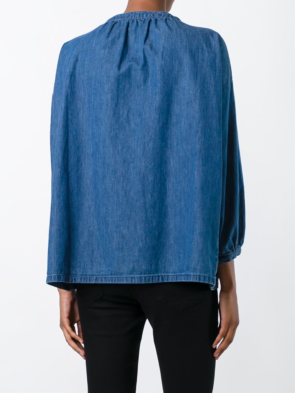 lace-up denim blouse