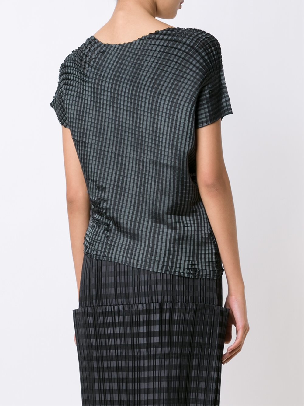 'Grid Pleats'T恤