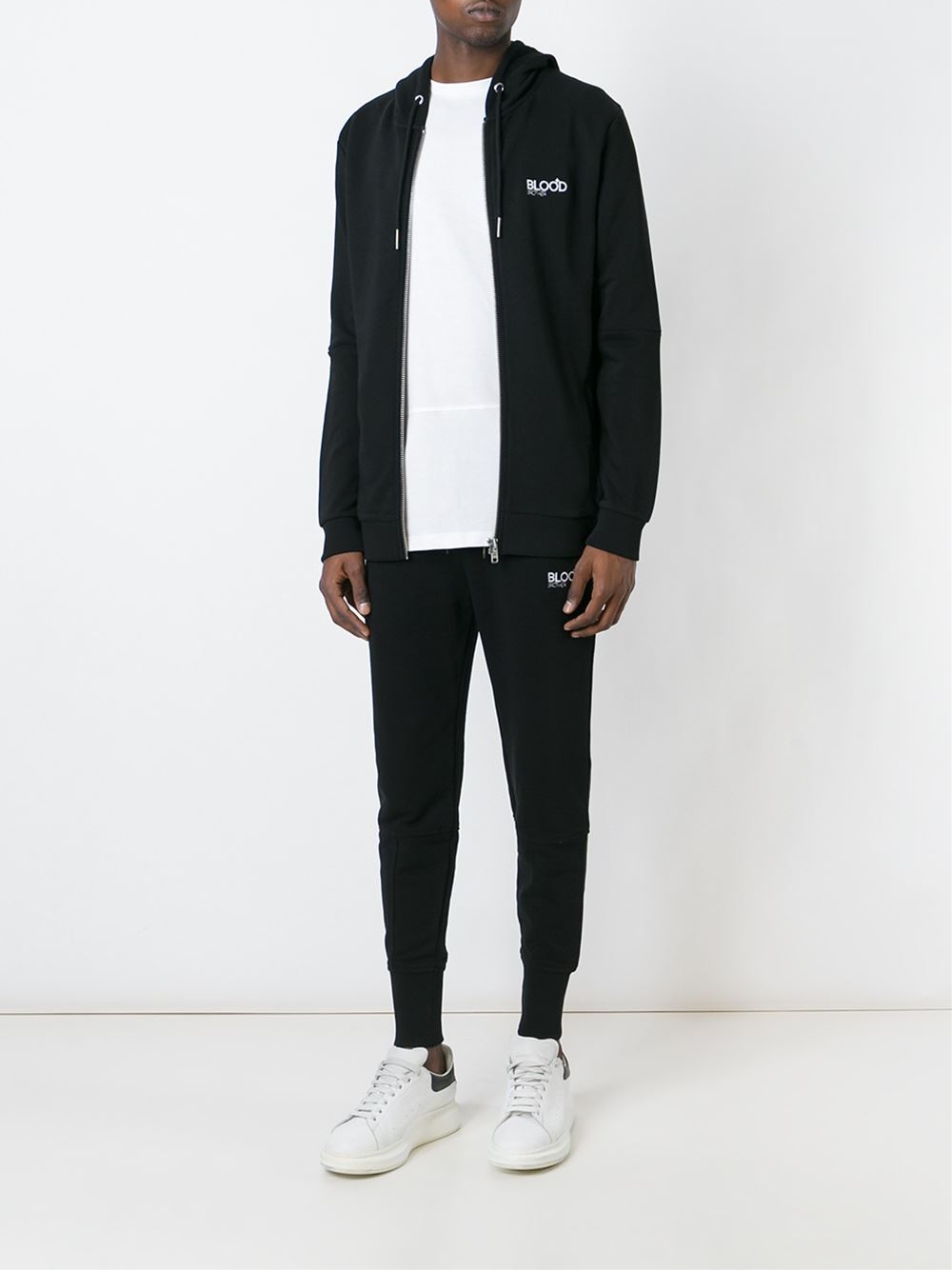 zipped-up hoodie