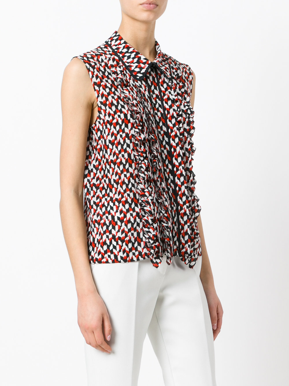 geometric pattern sleeveless blouse