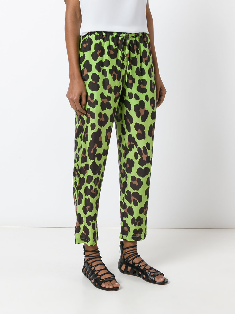 leopard print cropped trousers 