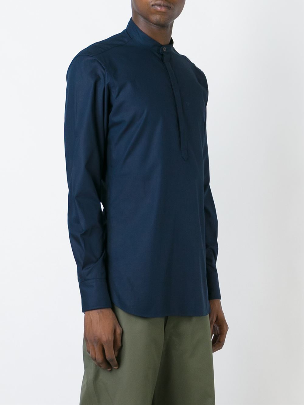 slim fit grandad collar shirt