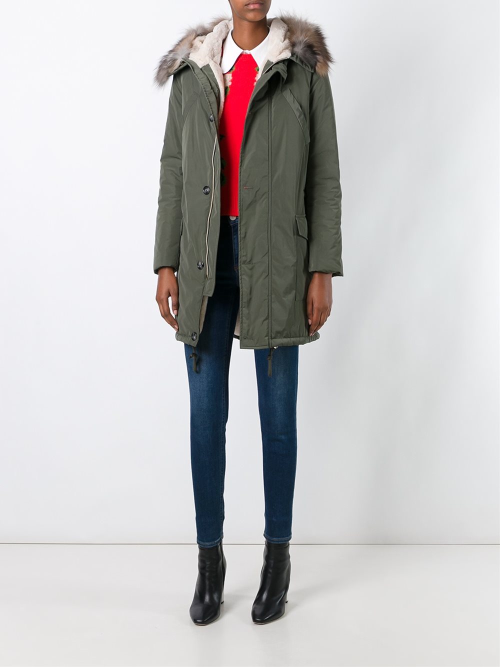 furred hoodie parka coat