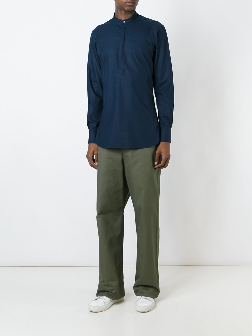 slim fit grandad collar shirt