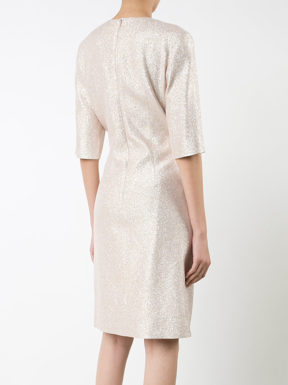 metallic shift dress