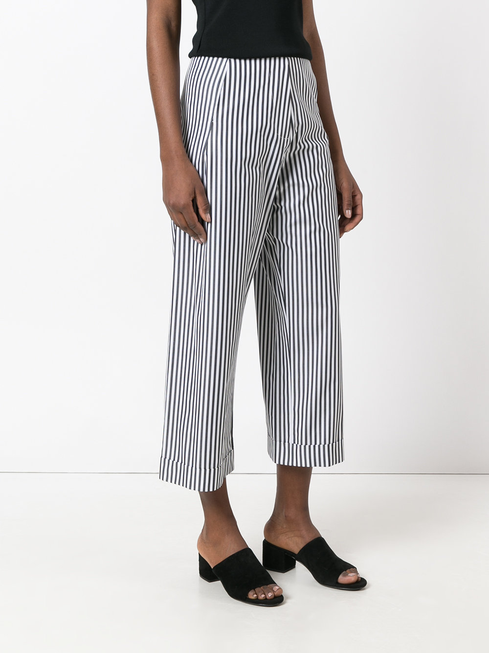 striped poplin cropped trousers