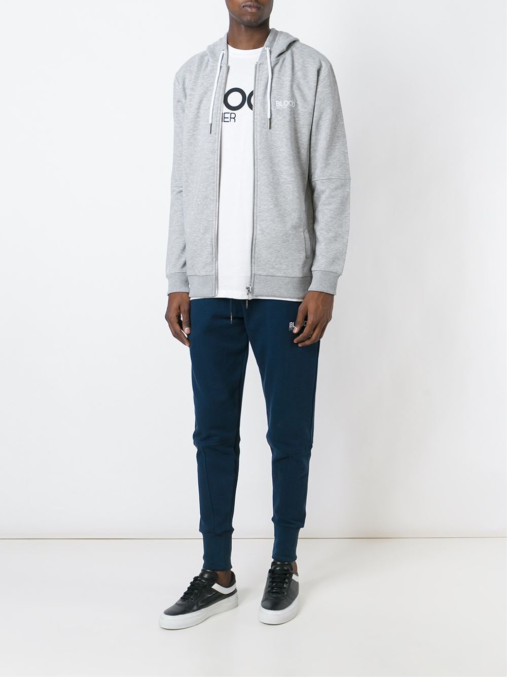 zipped-up hoodie