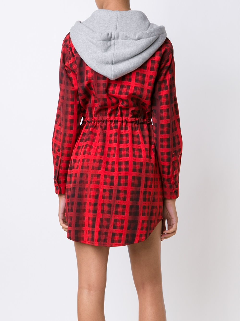 checked hoodie mini dress