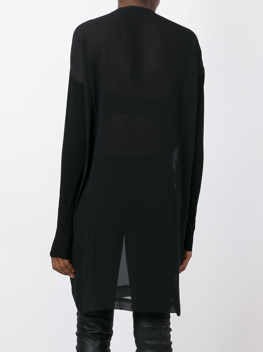 scoop neck sheer blouse