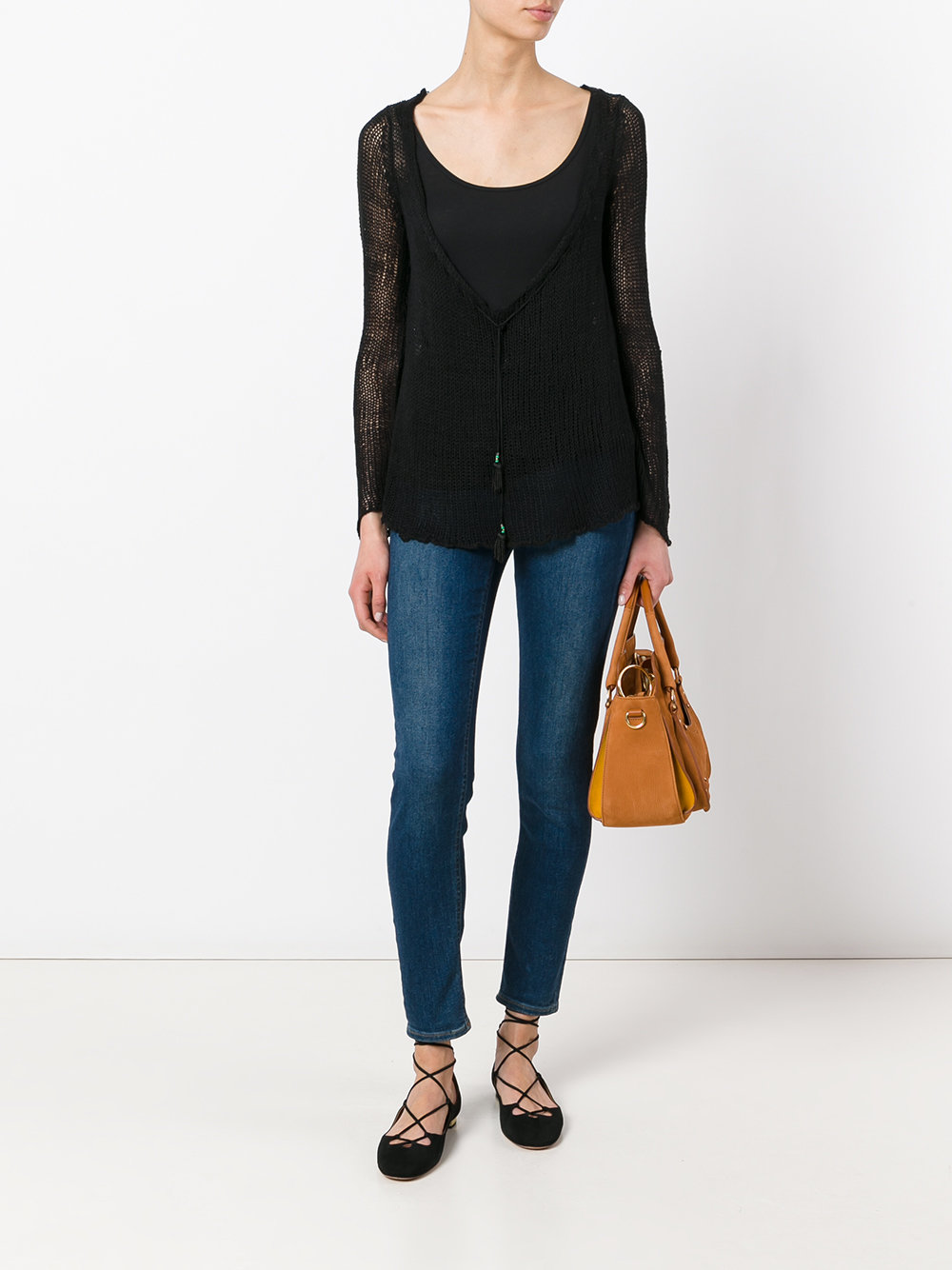 tassel detail deep-V jumper
