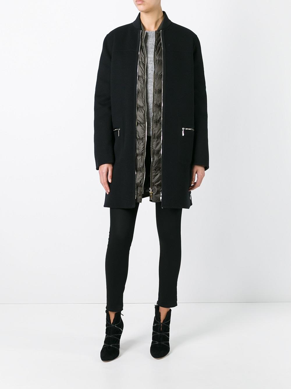 shawl collar zipped coat