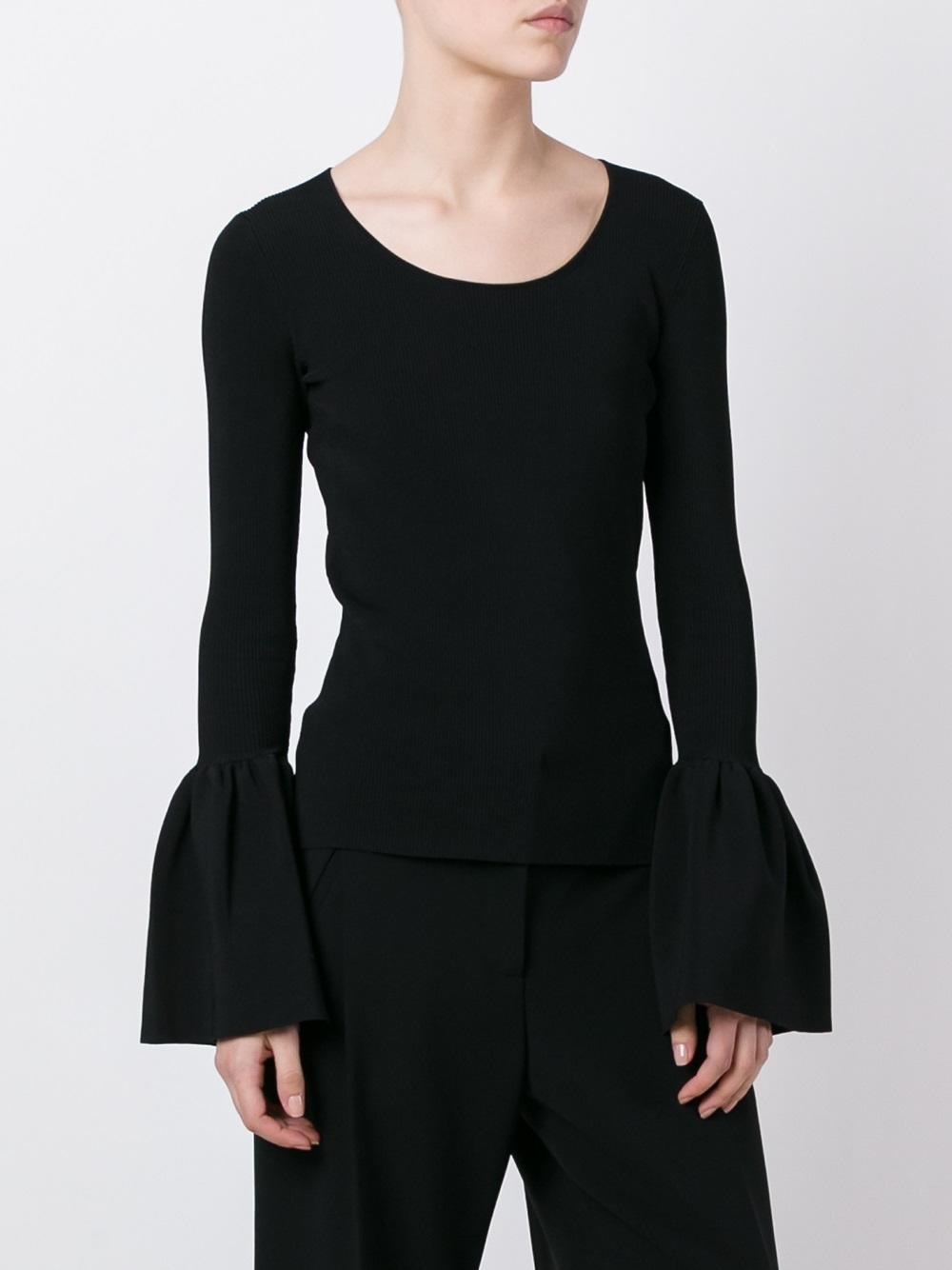 ribbed flared sleeve top