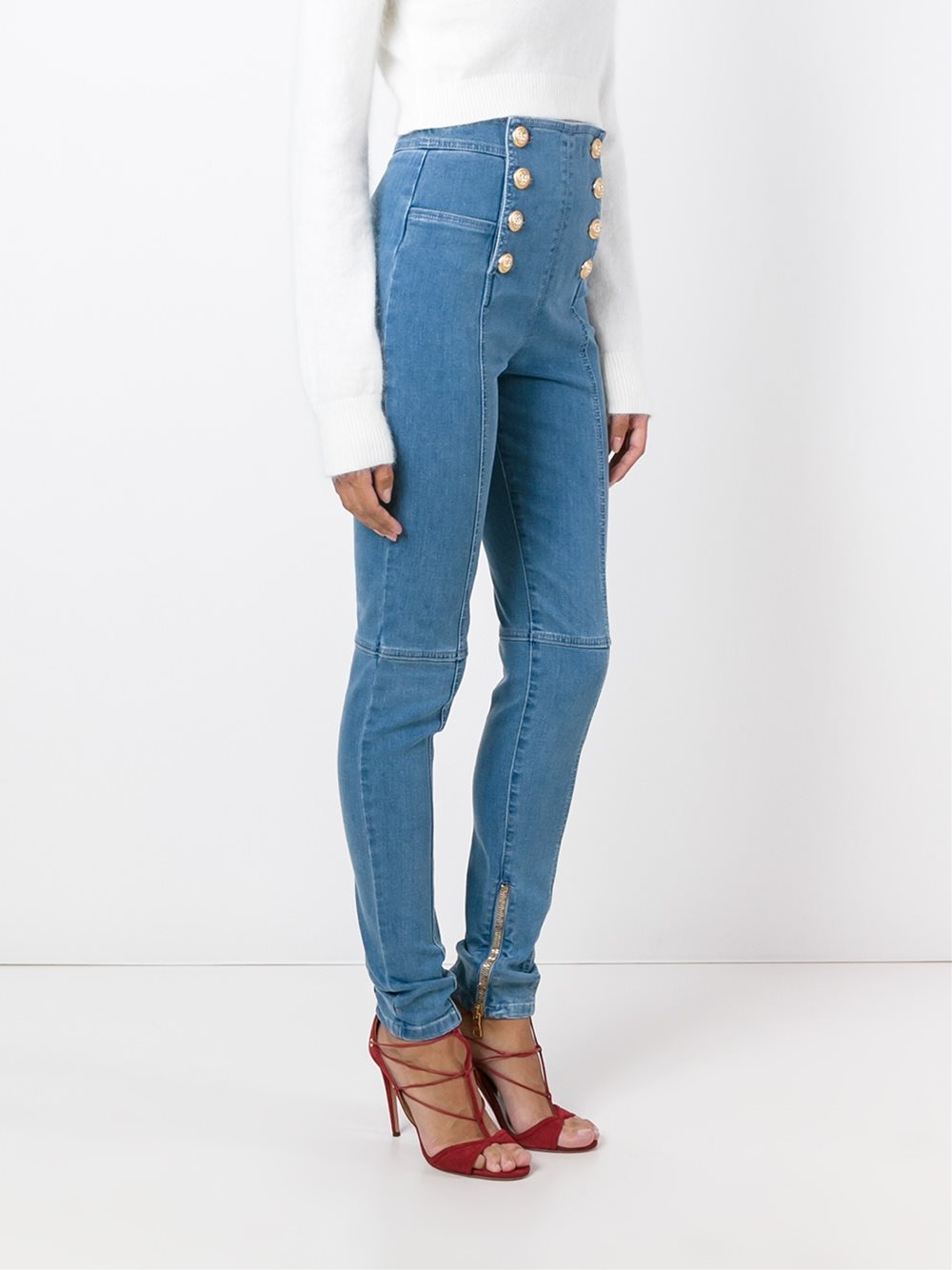 paneled button-up jeans