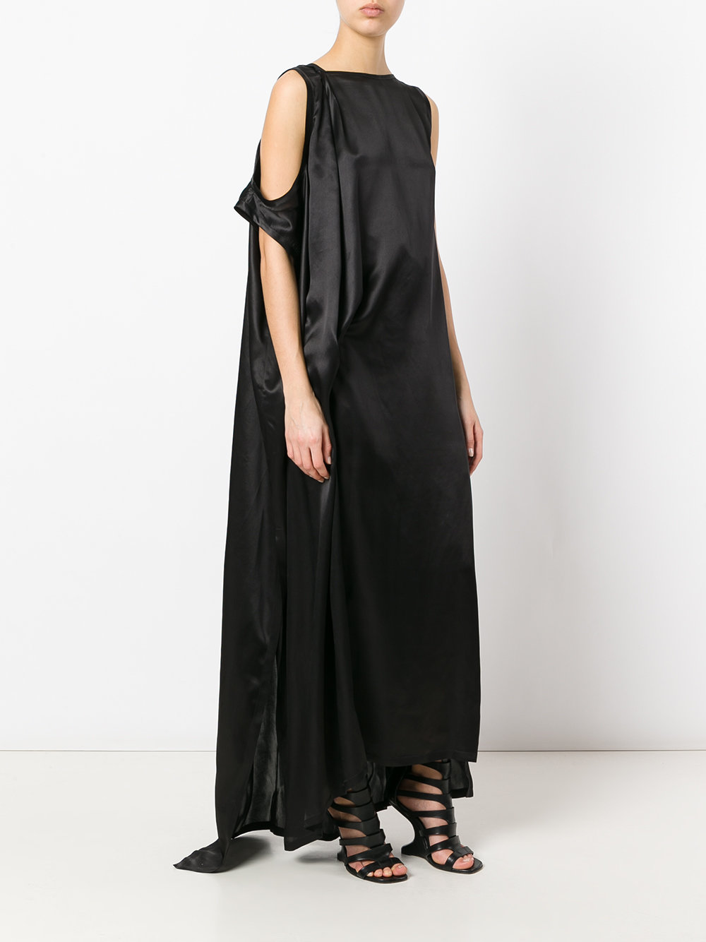 satin sleeveless asymmetric dress