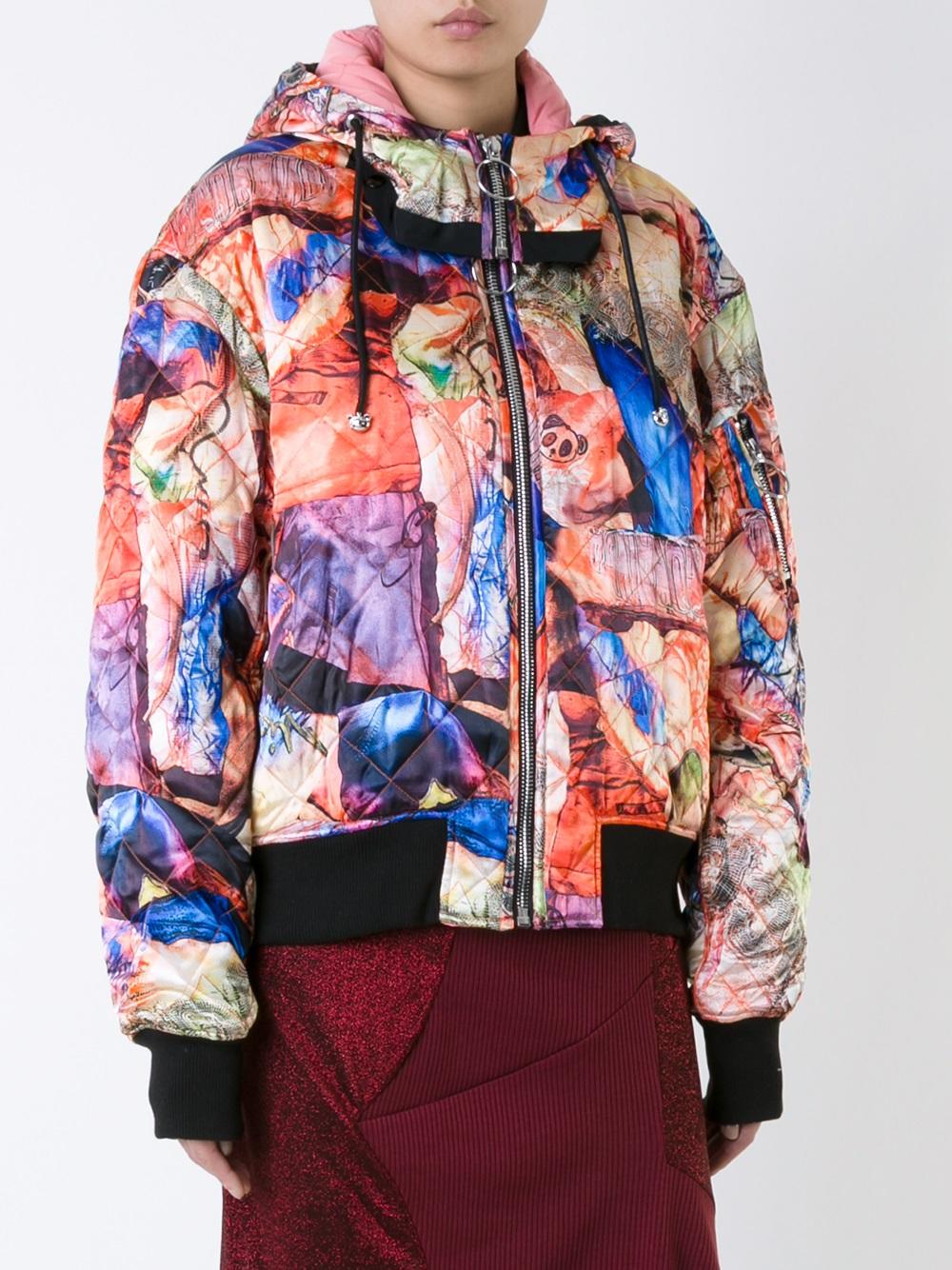 multiple prints quilted bomber