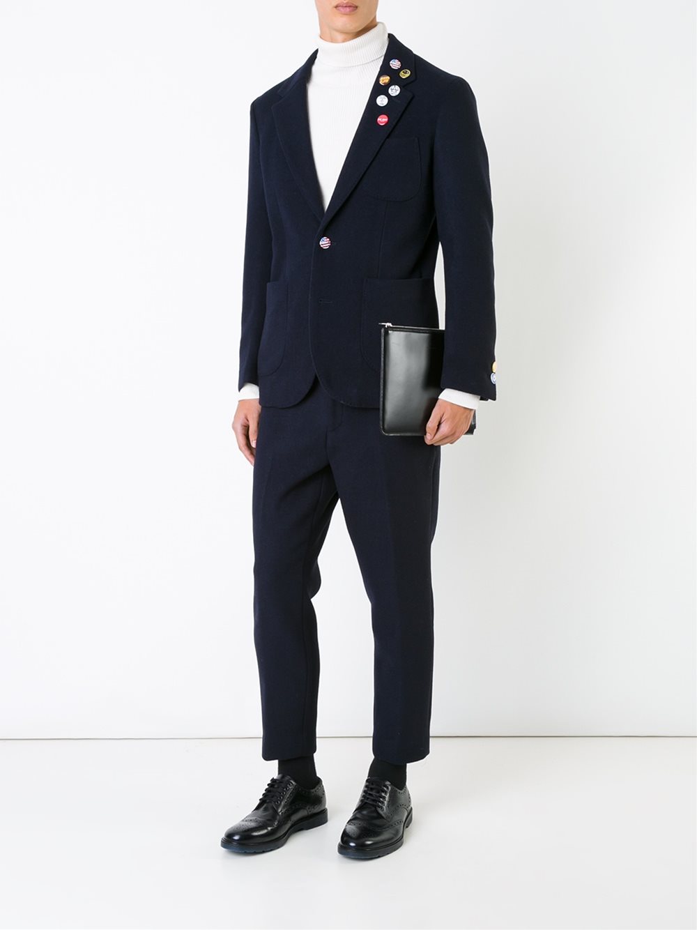pinned one button blazer
