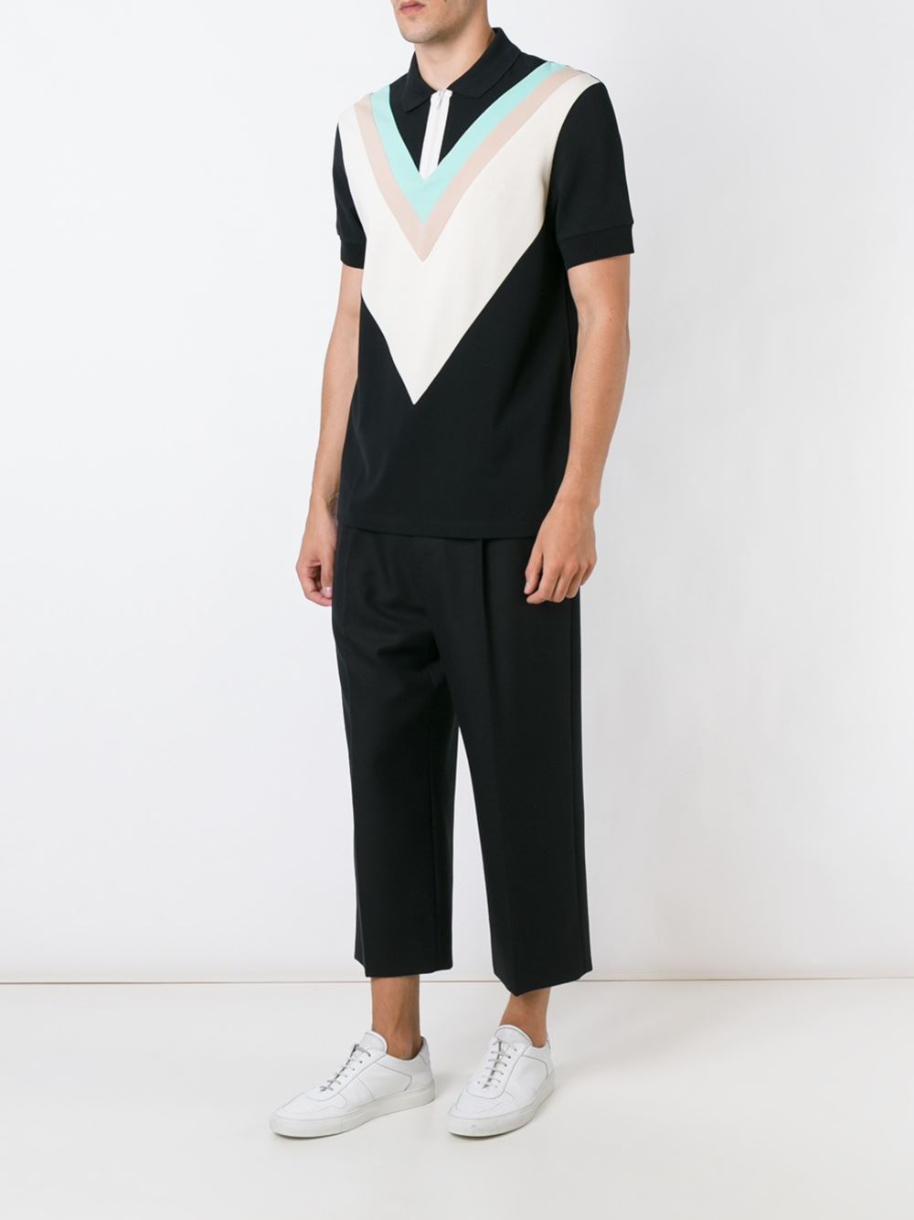 raf simons - fred perry 拼色拉链polo衫海淘返利 | 米饭粒返利网