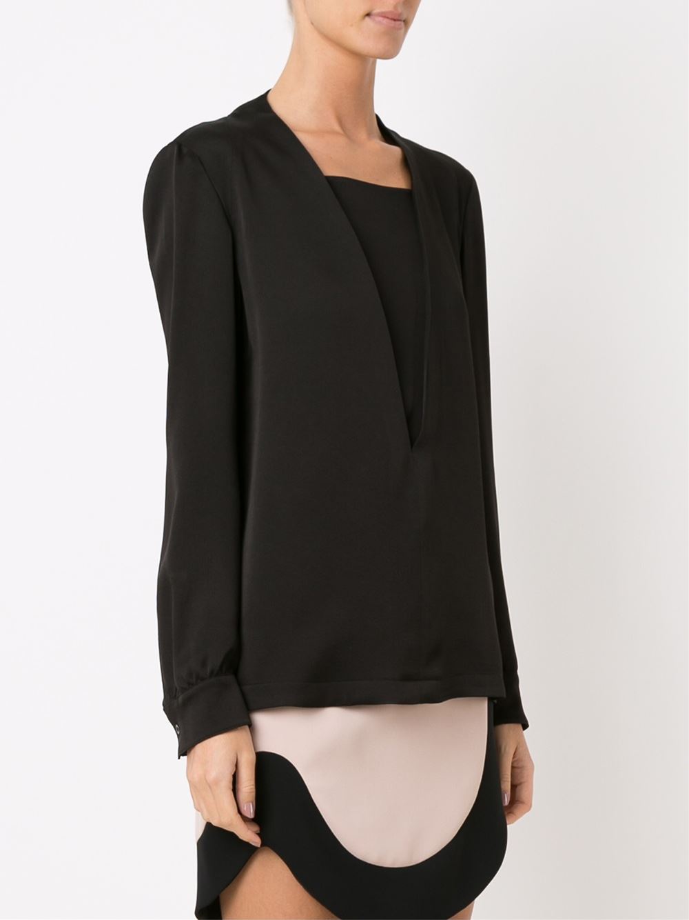 overlay square neck blouse