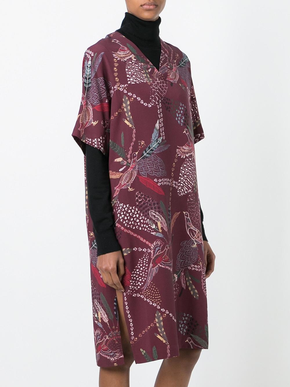 printed v-neck dress