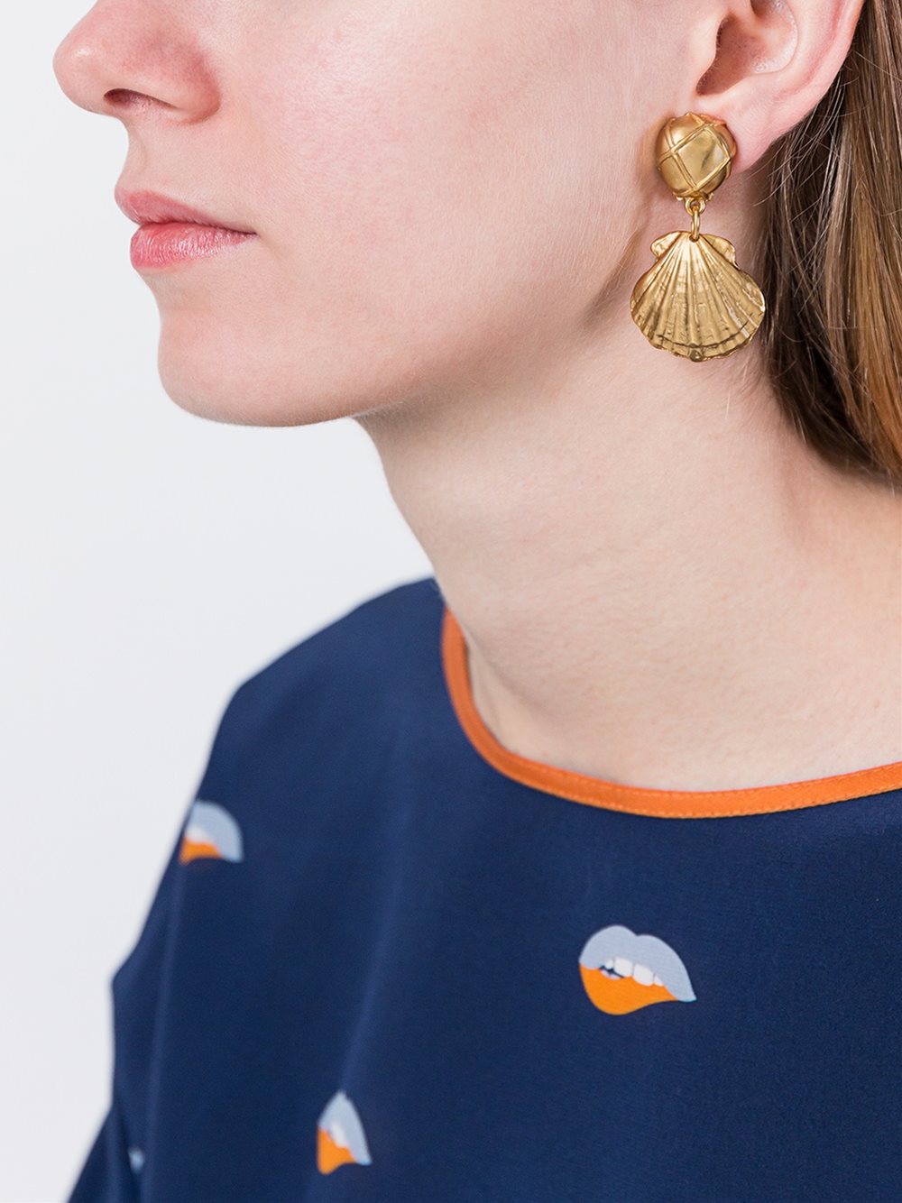 clip-on shell pendant earrings