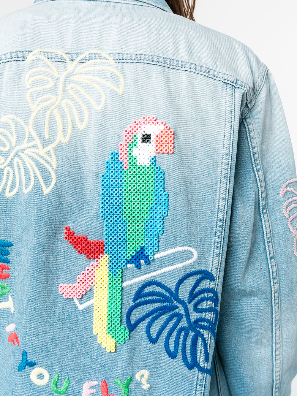 Hama bead embellished denim jacket