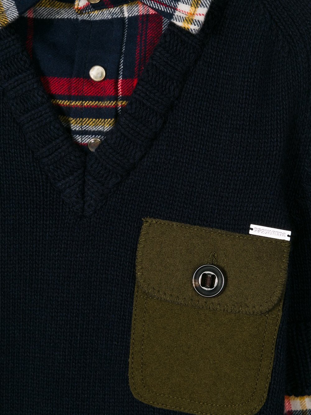 sweater and checked shirt