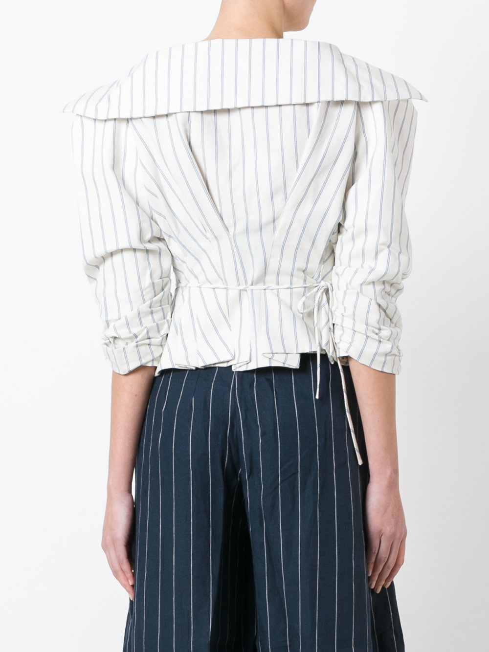 pinstripe wrap jacket