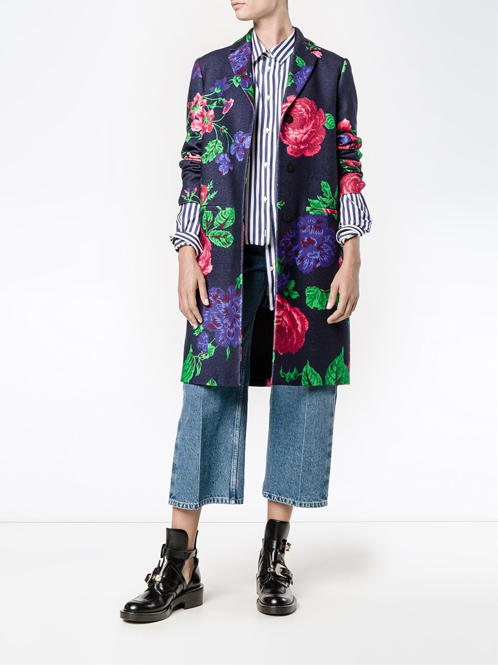floral single breasted coat