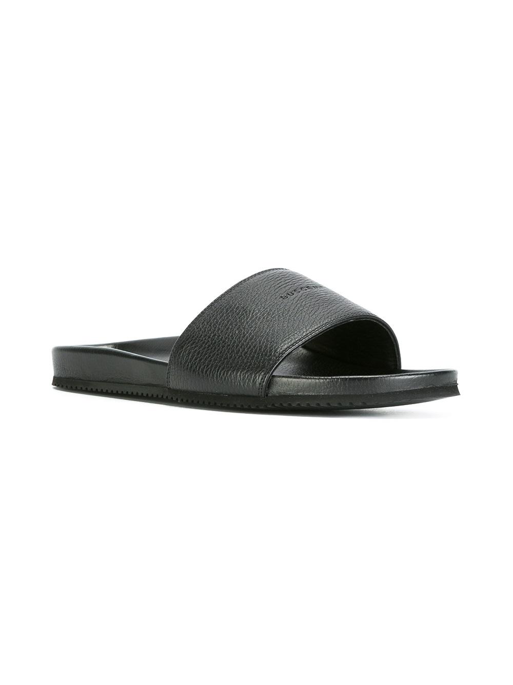 logo embossed slider sandals