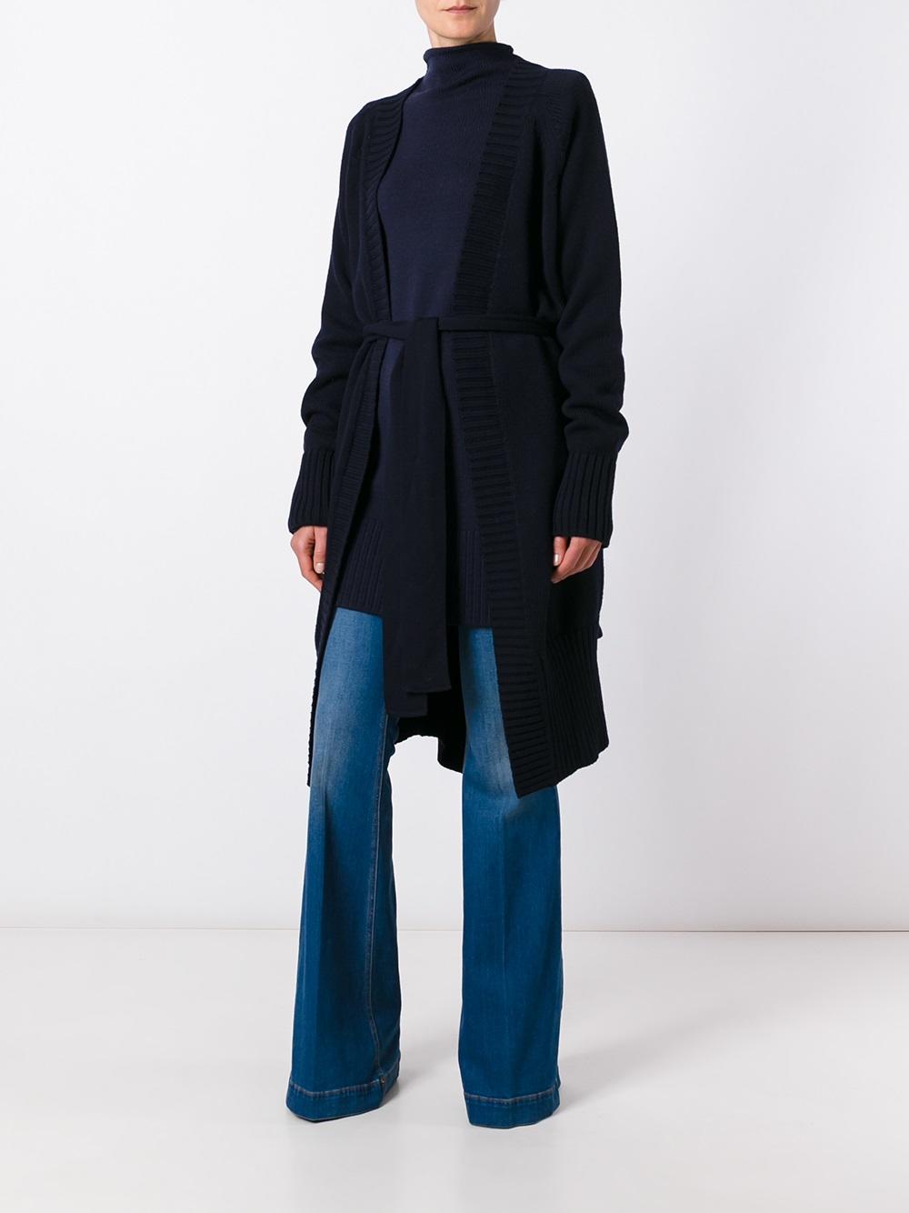 'M' belted cardi-coat