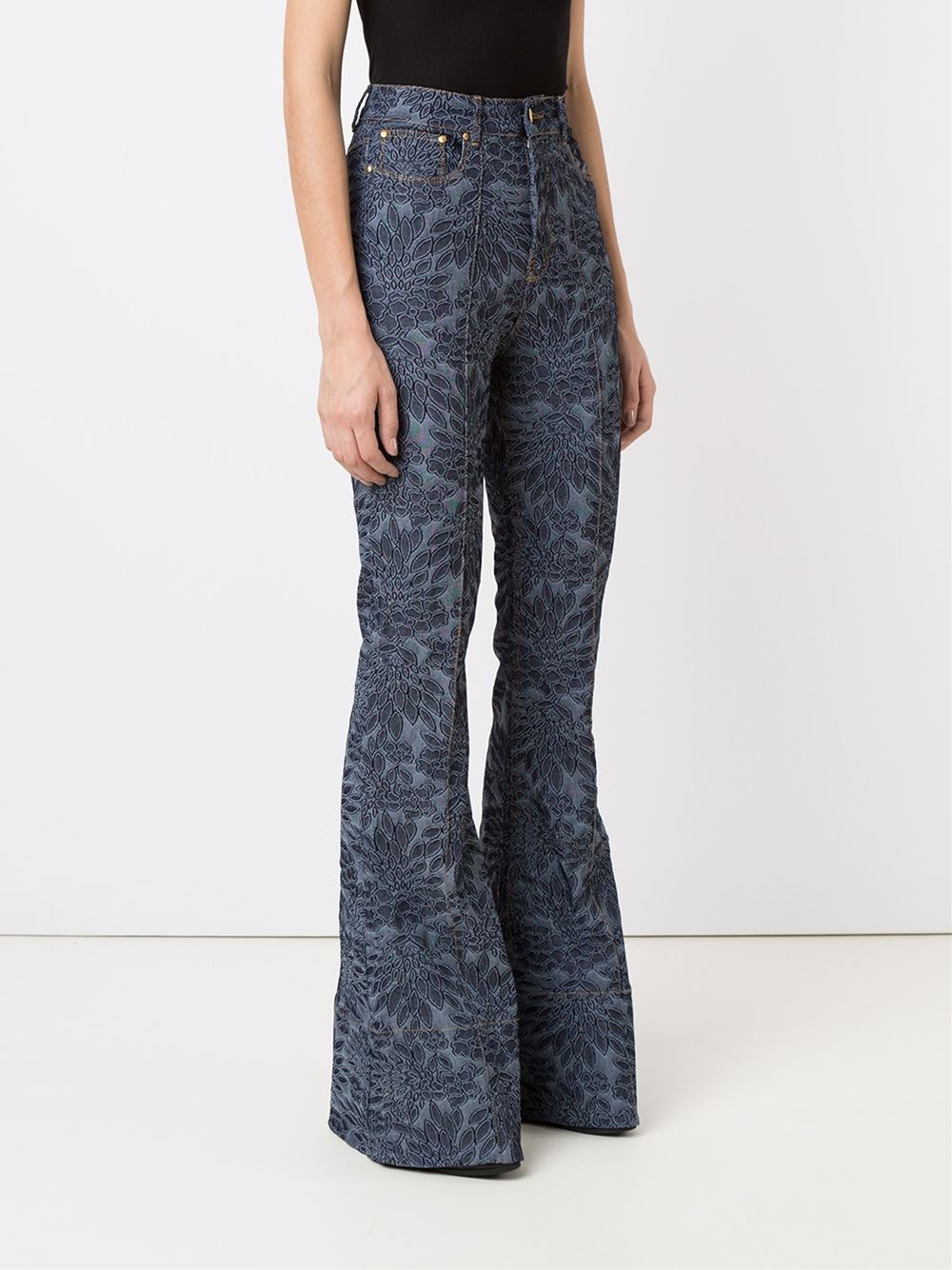 high-waisted flared jeans
