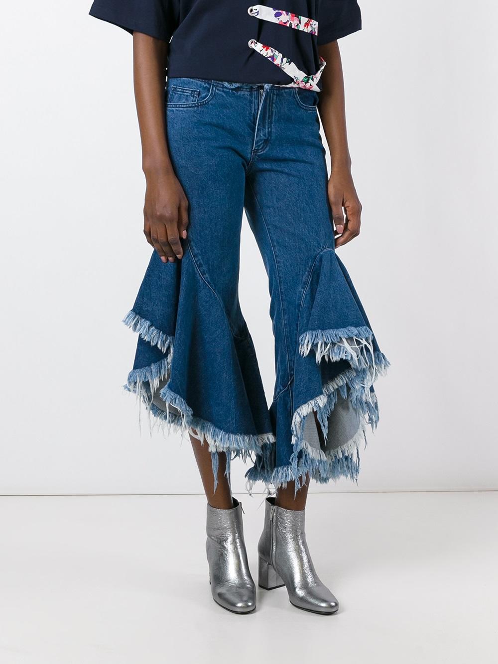 frayed ruffled jeans