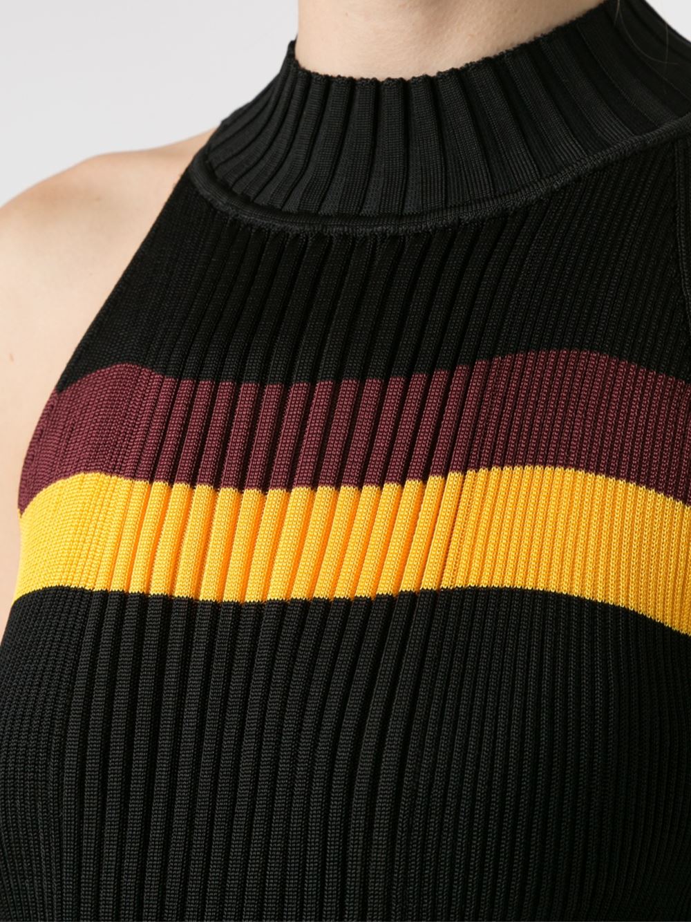 stripe detail knit blouse