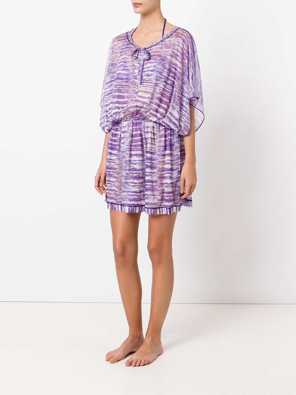 pleated trim beach dress