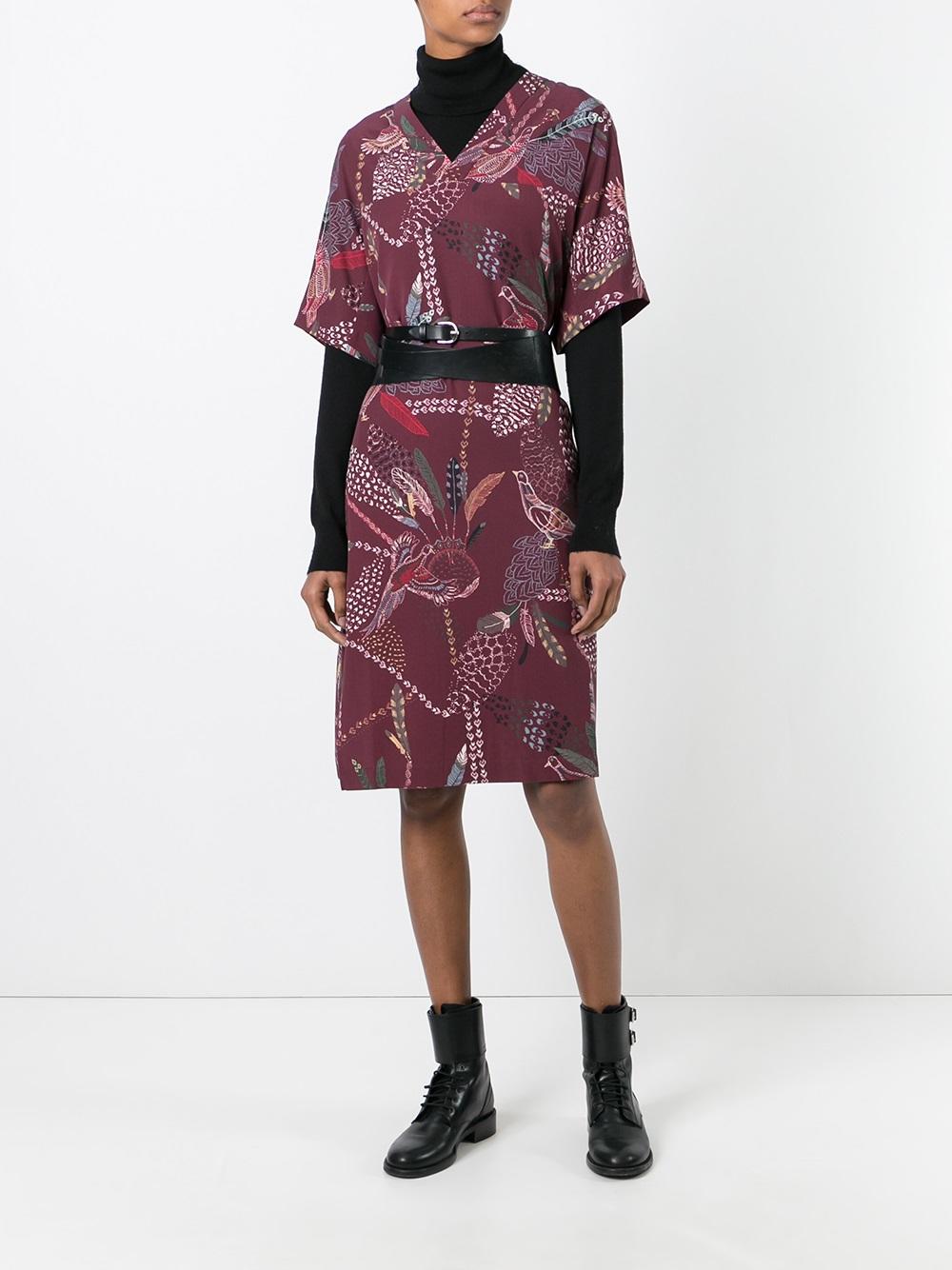 printed v-neck dress