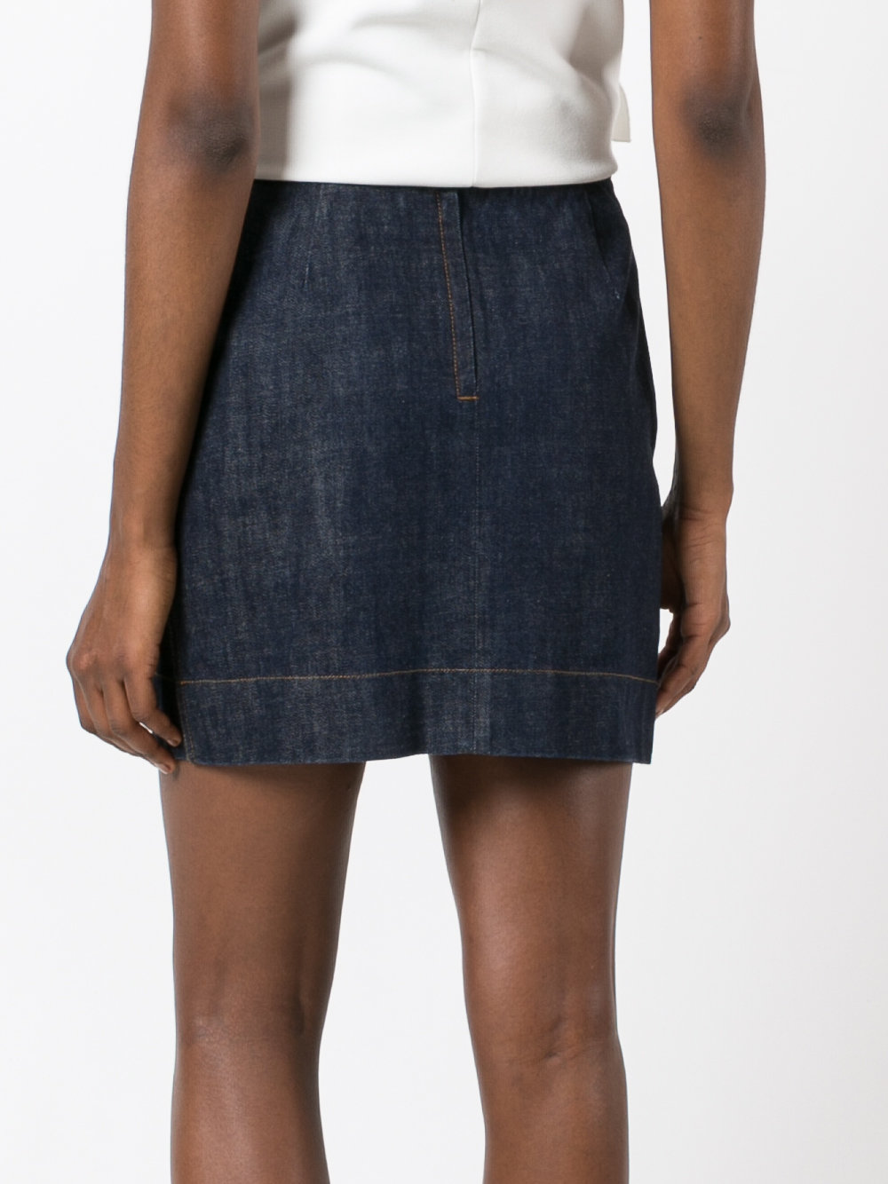 high-waisted denim skirt