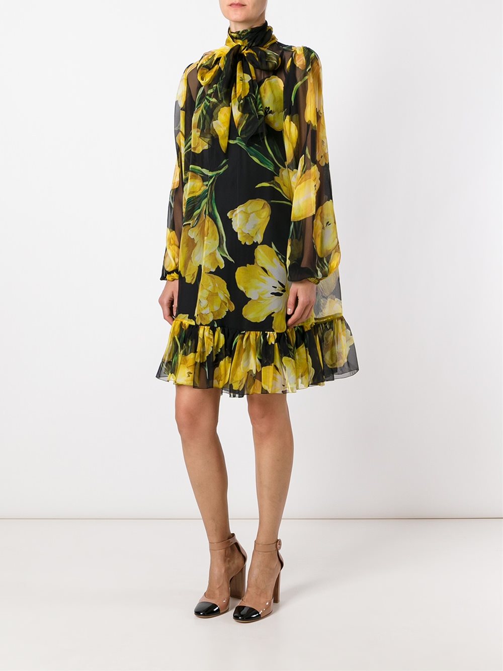 tulip print sheer dress