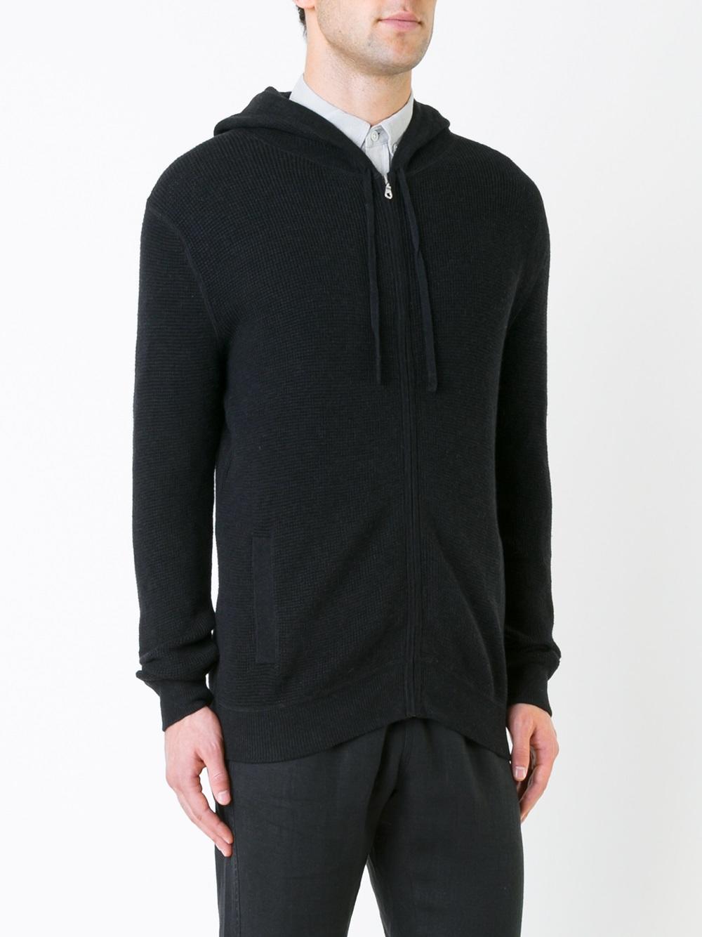zipped knitted hoodie
