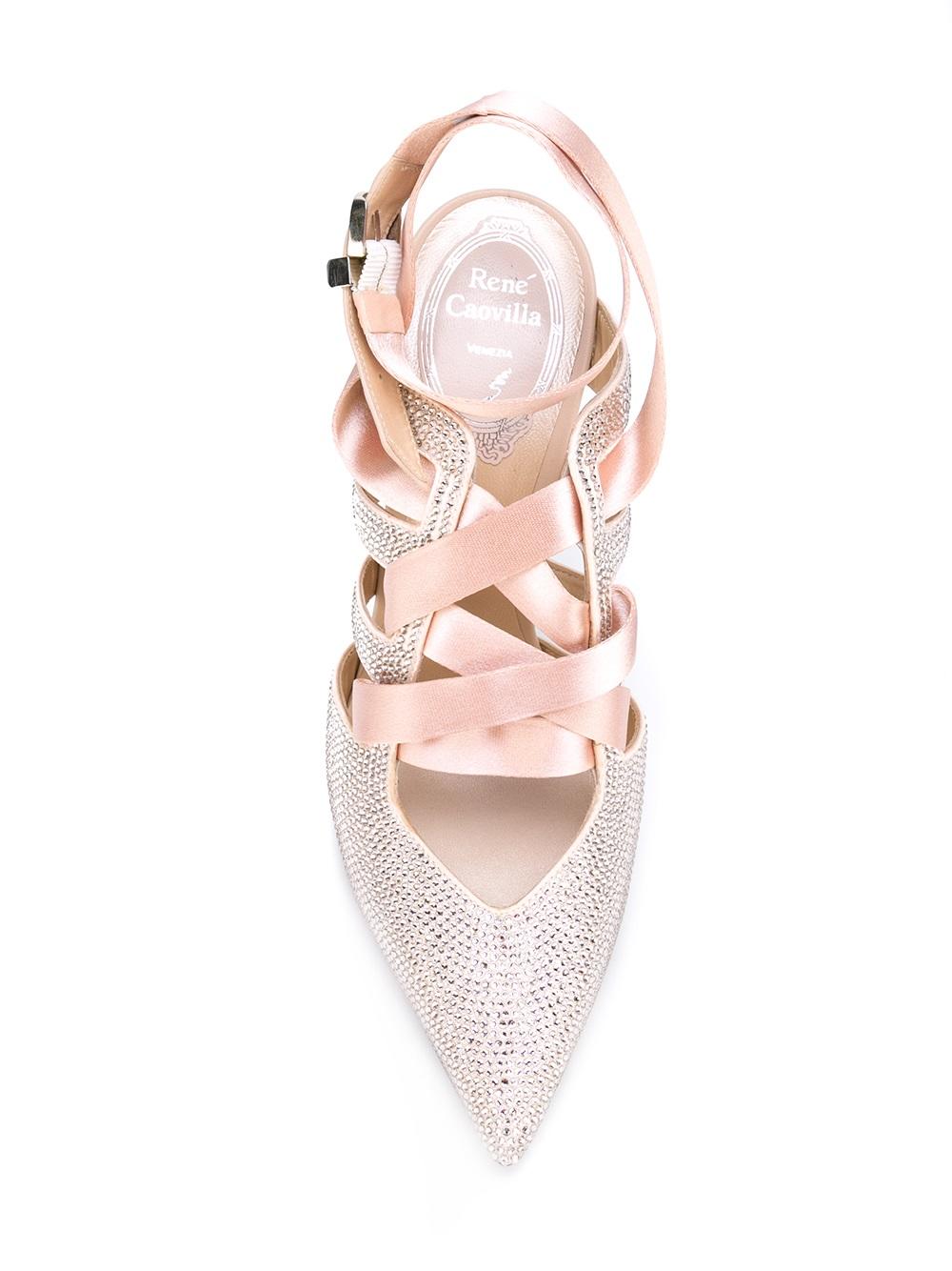 水钻缎带高跟鞋
