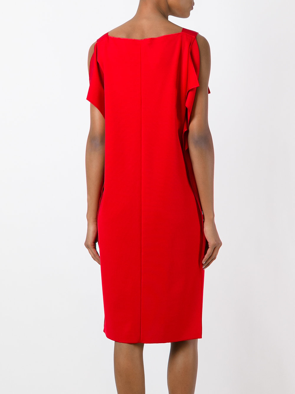 lateral flounces straight cut dress