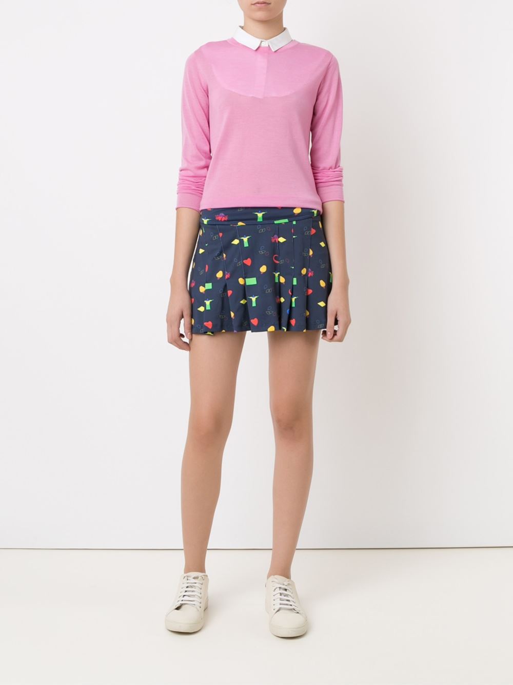 print pleated skirt