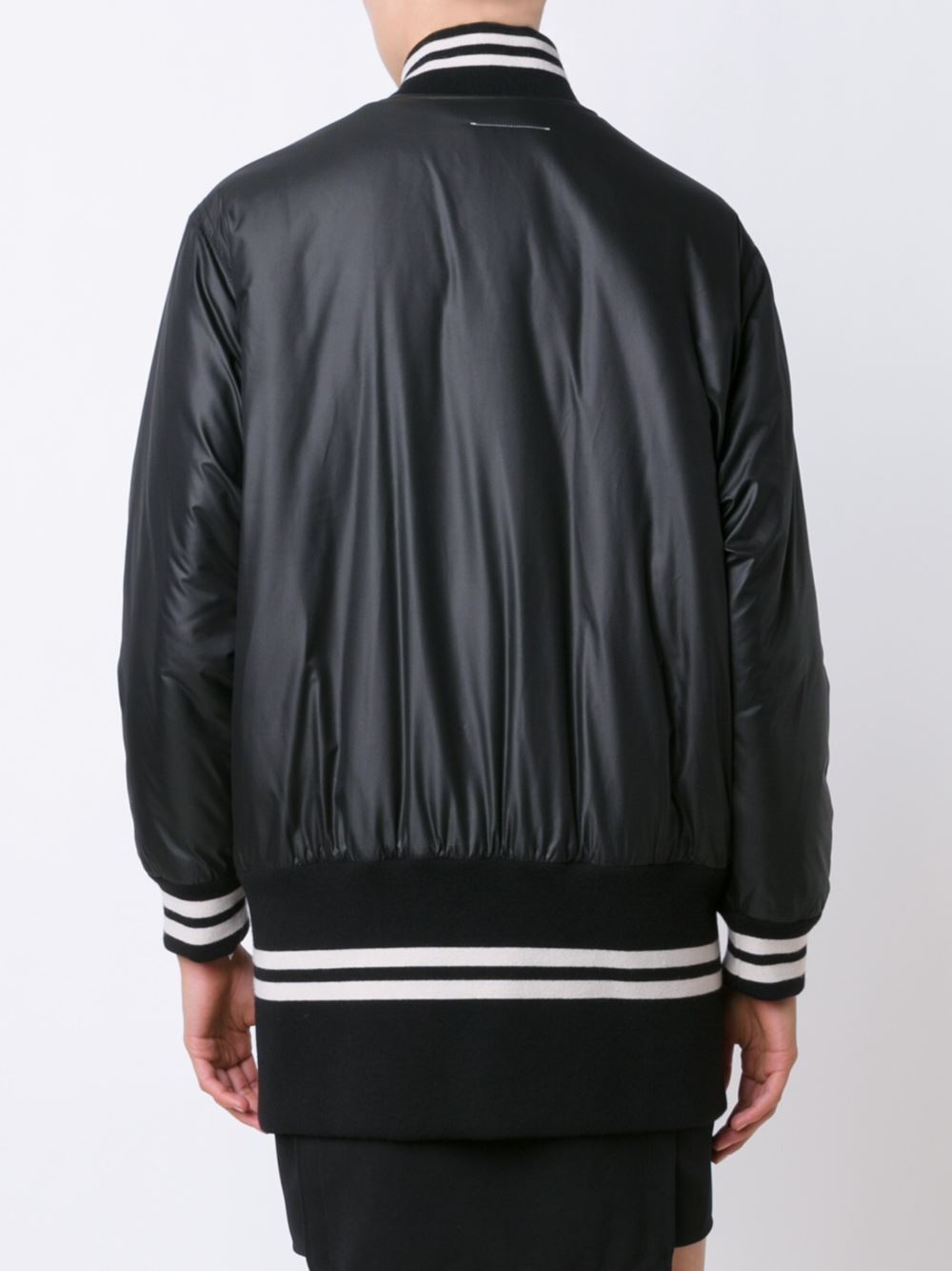 striped detailing long bomber