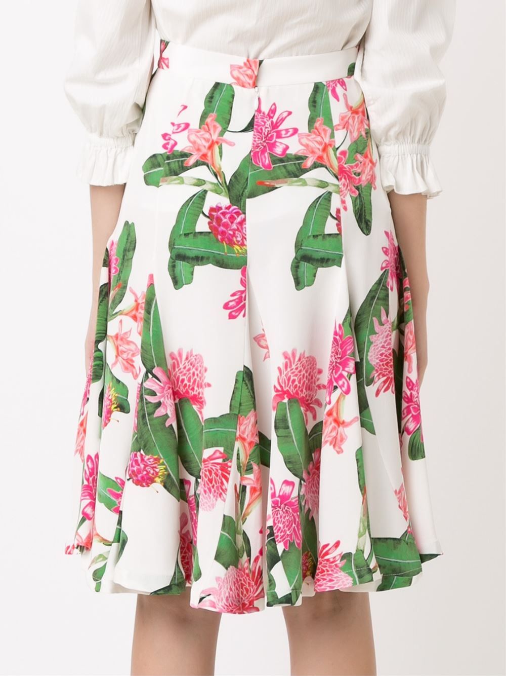 midi flared floral skirt