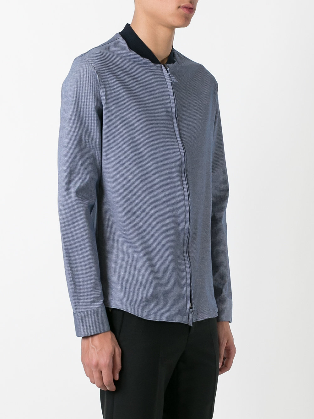 Contrast collar zip shirt