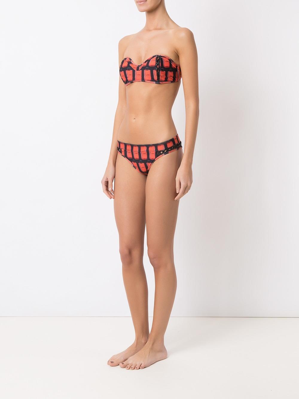 printed strapless bikini set