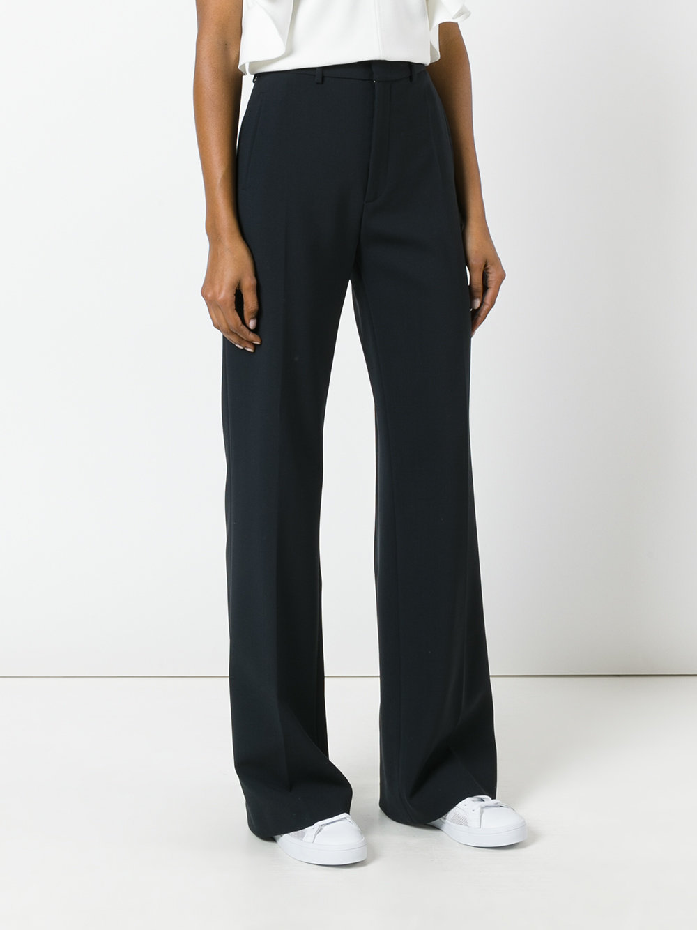 welt pockets flared trousers