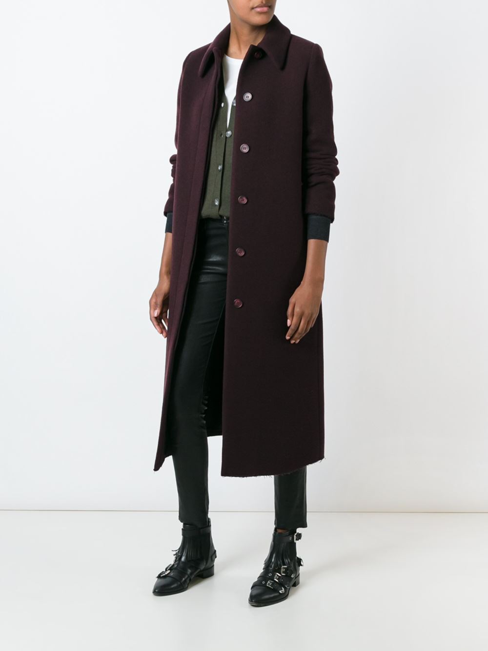 long buttoned coat