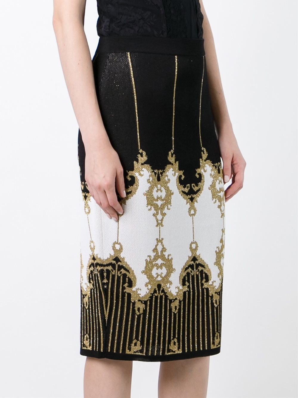 patterned baroque pencil skirt